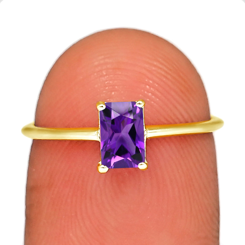 6*4 MM Octo - 18k Gold Vermeil - Amethyst Faceted Ring - RBC311G-AMF Catalogue