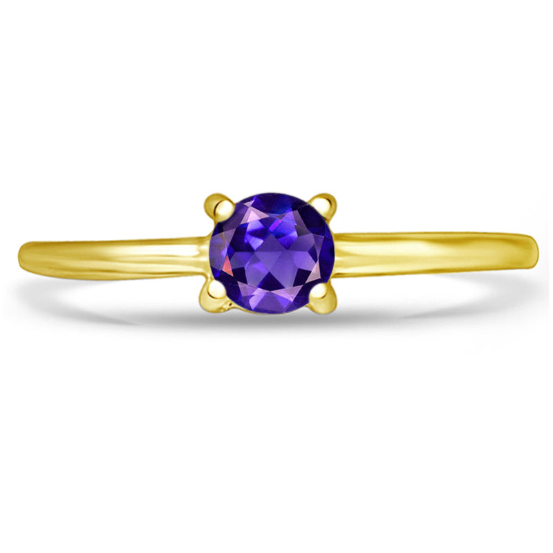 6*6 MM Round - 18k Gold Vermeil - Amethyst Faceted Ring - RBC313G-AMF Catalogue