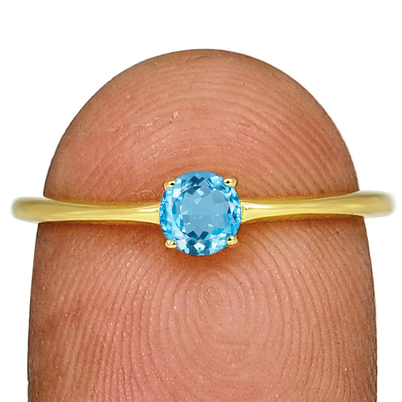 6*6 MM Round - 18k Gold Vermeil - Blue Topaz Ring - RBC313G-BT Catalogue