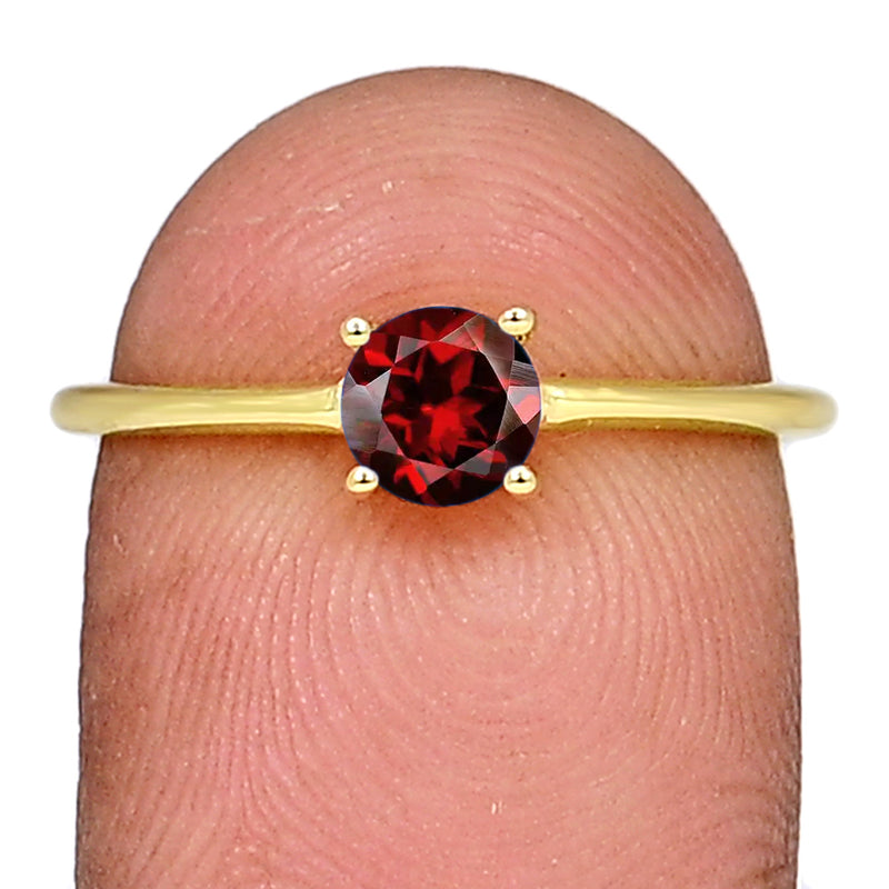 6*6 MM Round - 18k Gold Vermeil - Garnet Faceted Jewelry Ring - RBC313G-GRF Catalogue