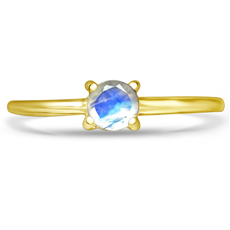 6*6 MM Round - 18k Gold Vermeil - Rainbow Moonstone Faceted Ring - RBC313G-RMF Catalogue