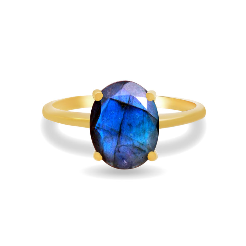7*9 MM Oval - 18k Gold Vermeil - Labradorite Faceted Ring - RBC315G-LBF Catalogue