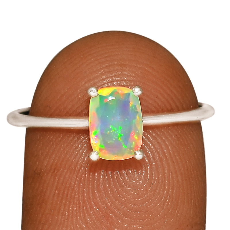 7*5 MM Cushion - Ethiopian Opal Faceted Ring - RBC317-EOF Catalogue
