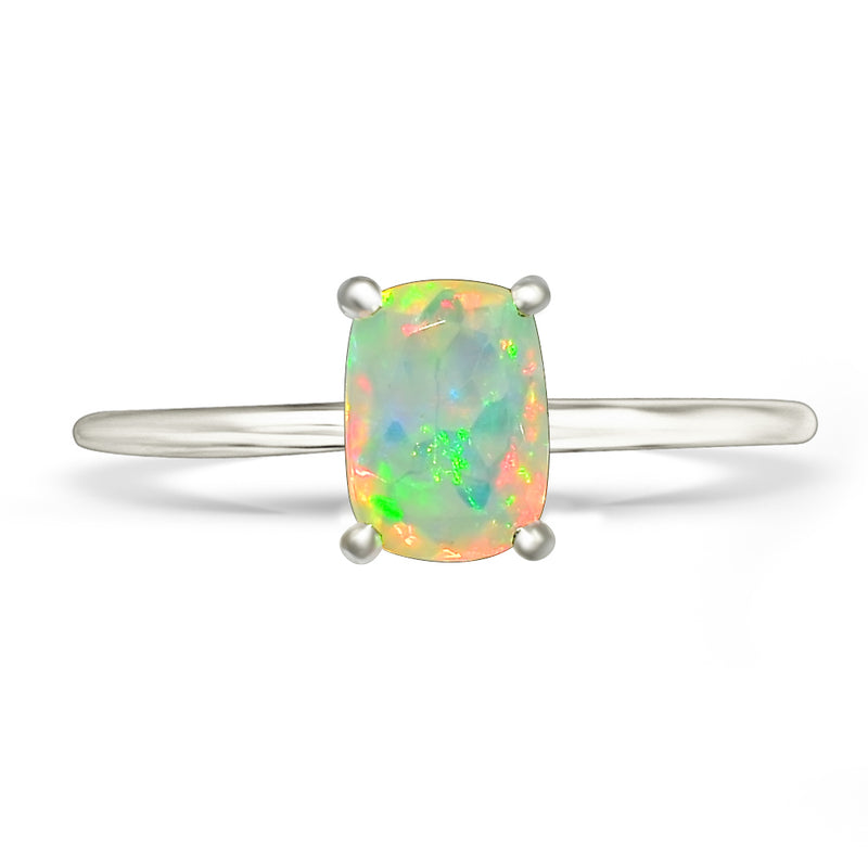7*5 MM Cushion - Ethiopian Opal Faceted Ring - RBC317-EOF Catalogue