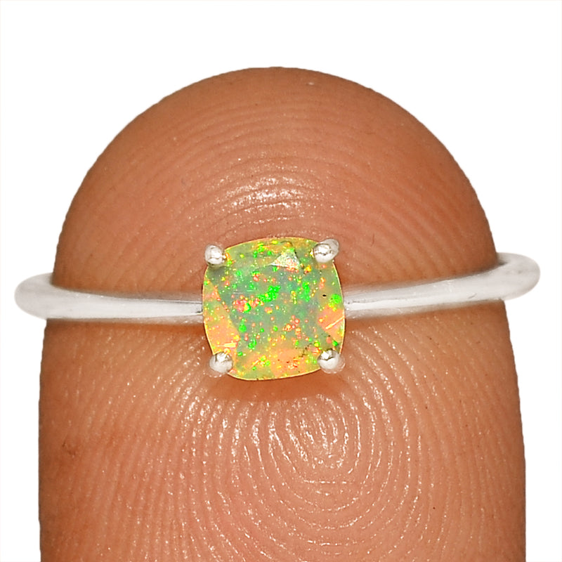 5*5 MM Cushion Square - Ethiopian Opal Faceted Ring - RBC318-EOF Catalogue