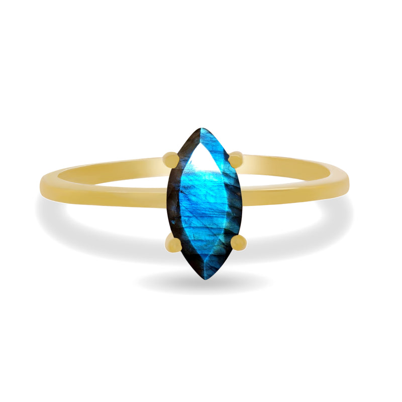 10*5 MM Marquise - 18k Gold Vermeil - Labradorite Faceted Ring - RBC323G-LBF Catalogue