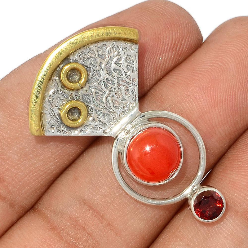 1.5" Two Tone - Red Onyx Pendants - RDXP39