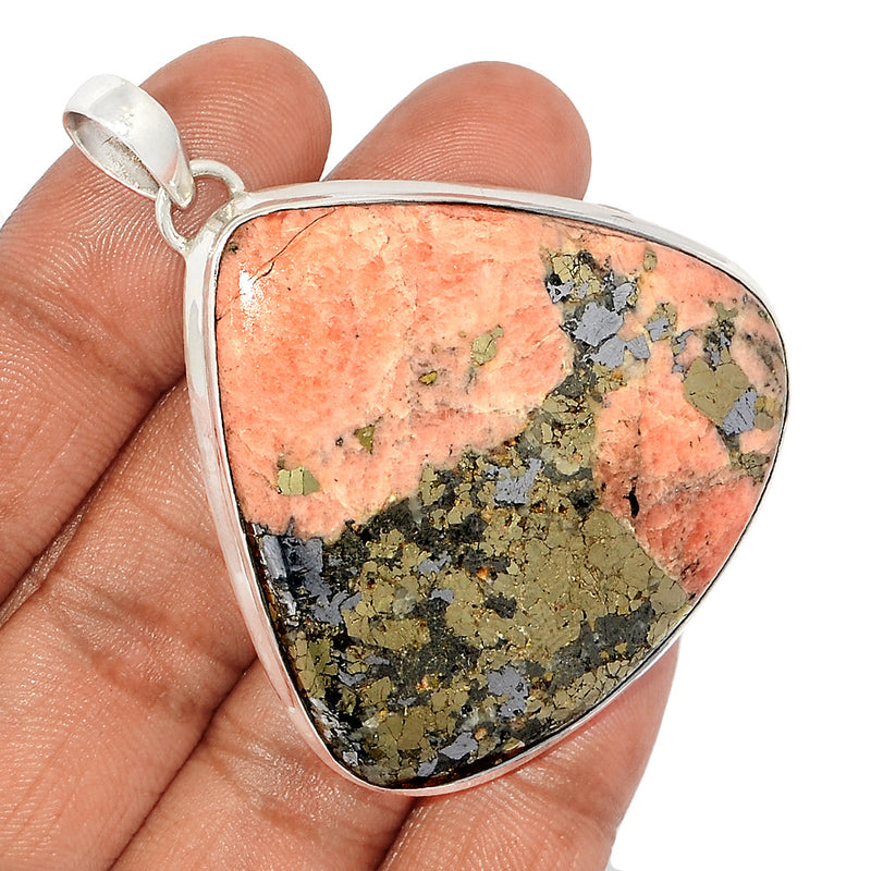 2.5" Rhodochrosite In Pyrite Pendants - RIPP38