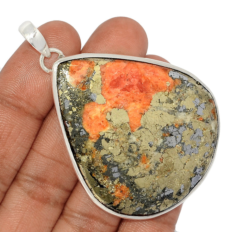 2.6" Rhodochrosite In Pyrite Pendants - RIPP39
