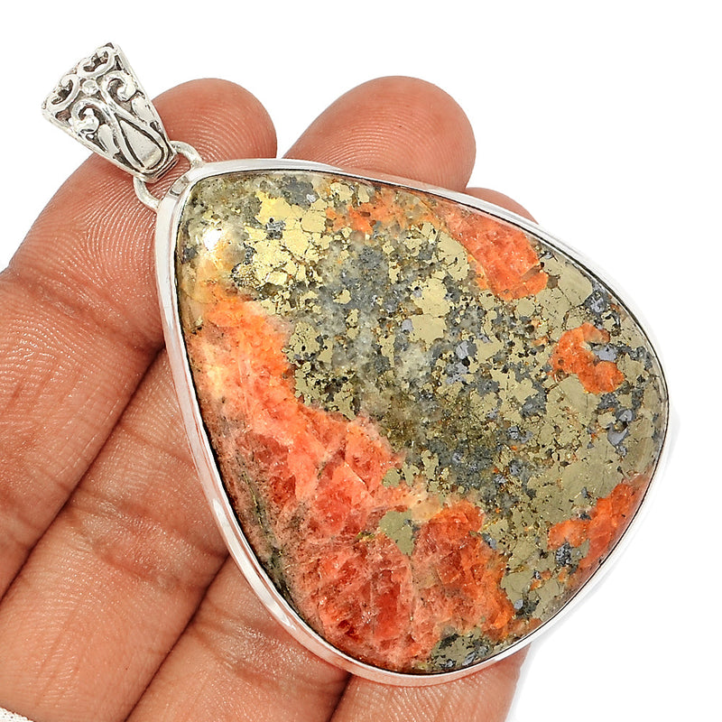 2.8" Rhodochrosite In Pyrite Pendants - RIPP41