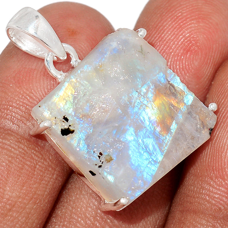 1.1" Claw - Rainbow  Moonstone Rough Pendants - RMRP729