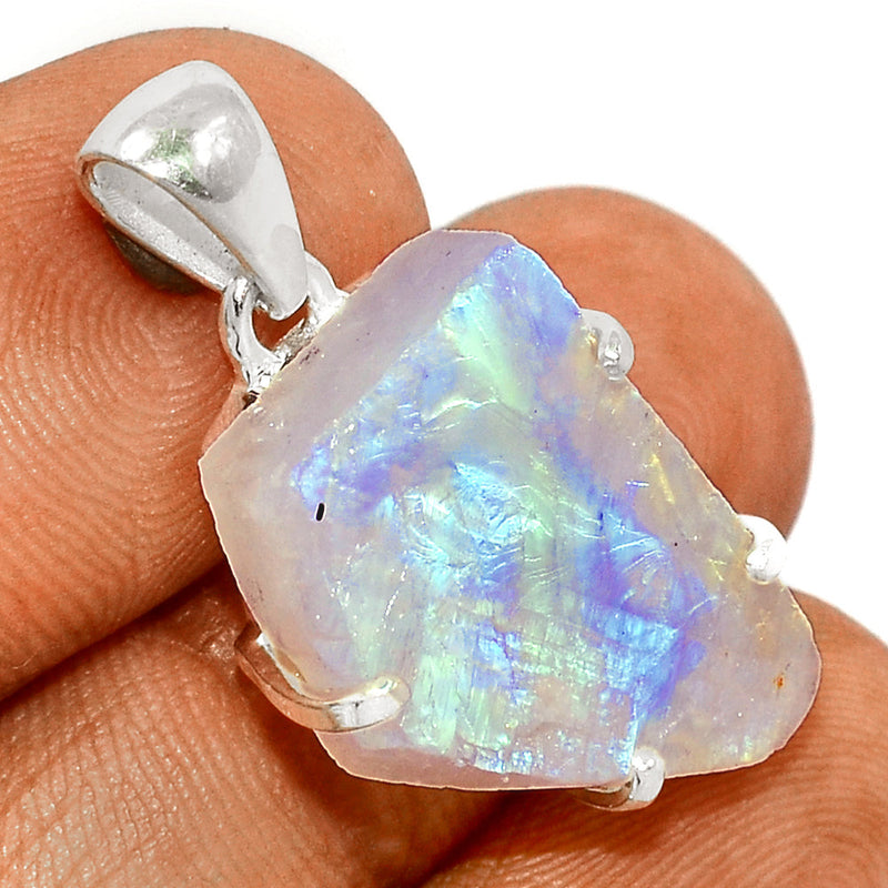 1.2" Claw - Rainbow Moonstone Rough Pendants - RMRP782