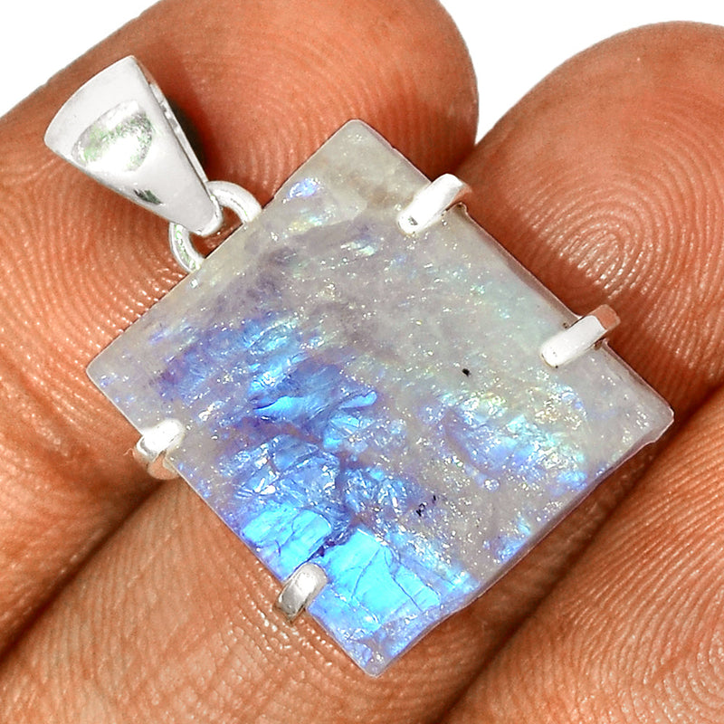 1.1" Claw - Rainbow Moonstone Rough Pendants - RMRP790