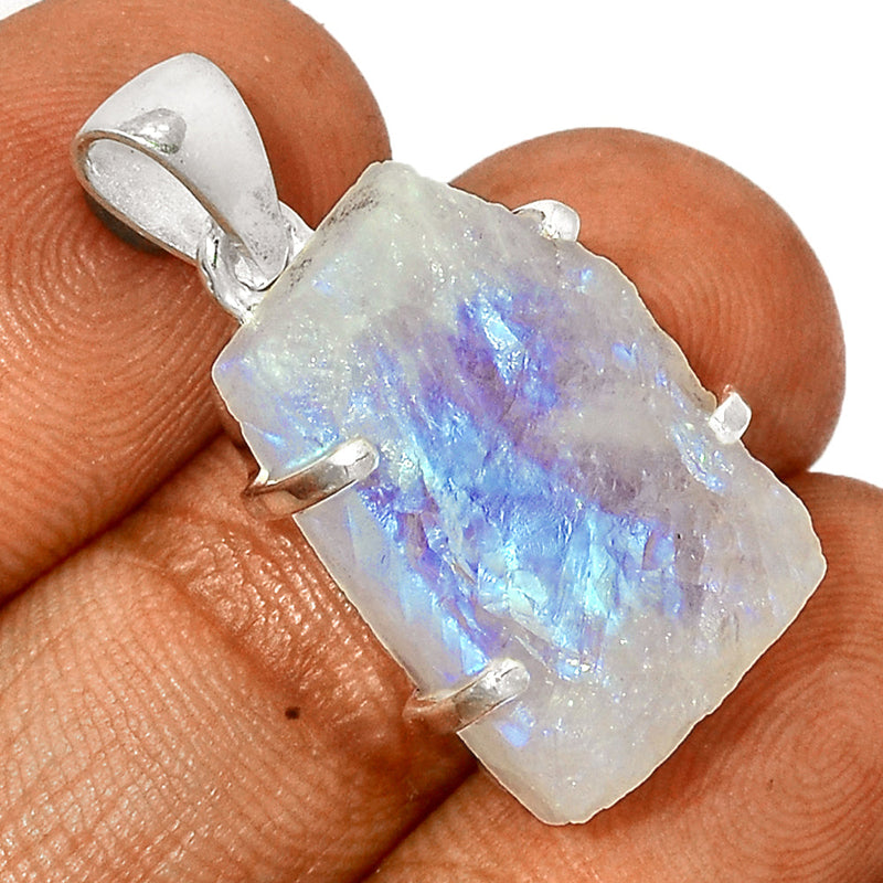1.2" Claw - Rainbow Moonstone Rough Pendants - RMRP791