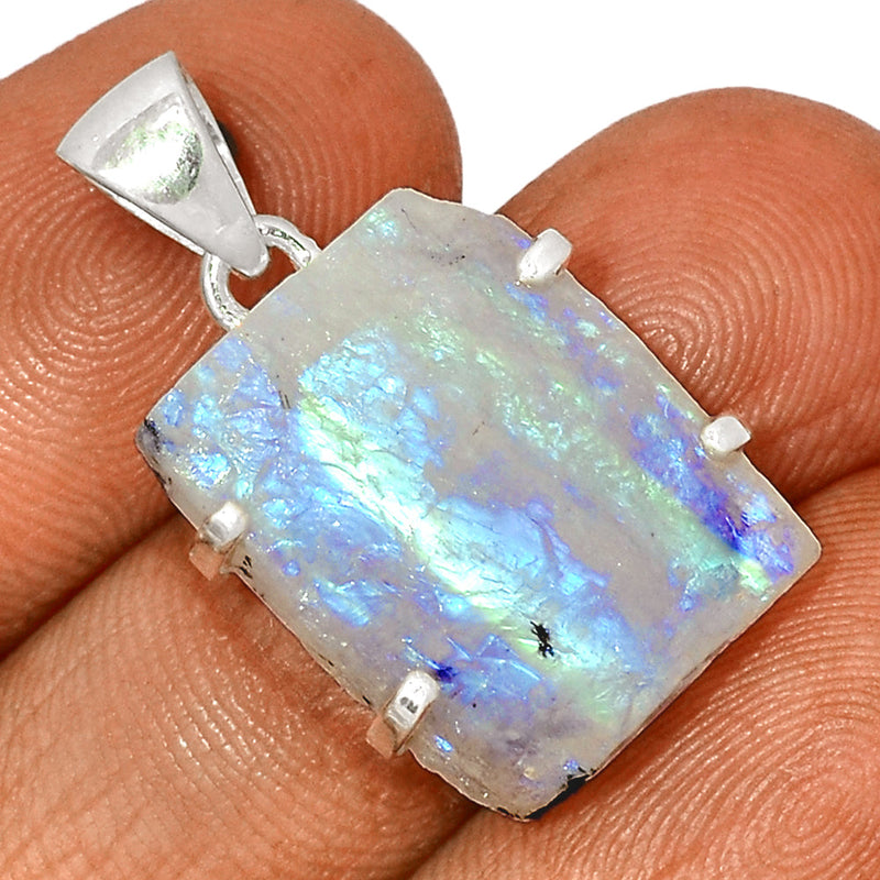 1.2" Claw - Rainbow Moonstone Rough Pendants - RMRP805