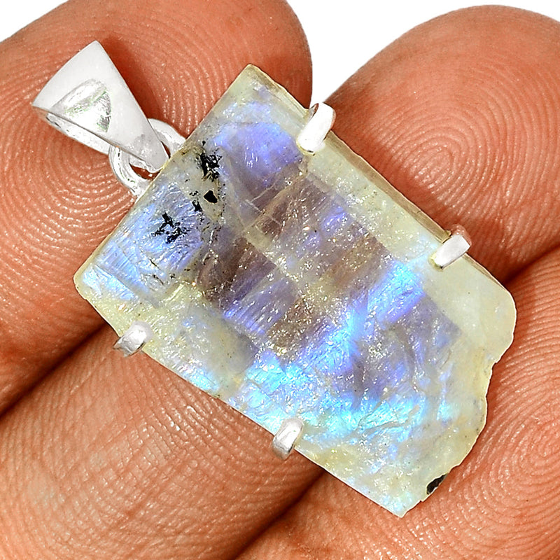 1.3" Claw - Rainbow Moonstone Rough Pendants - RMRP823