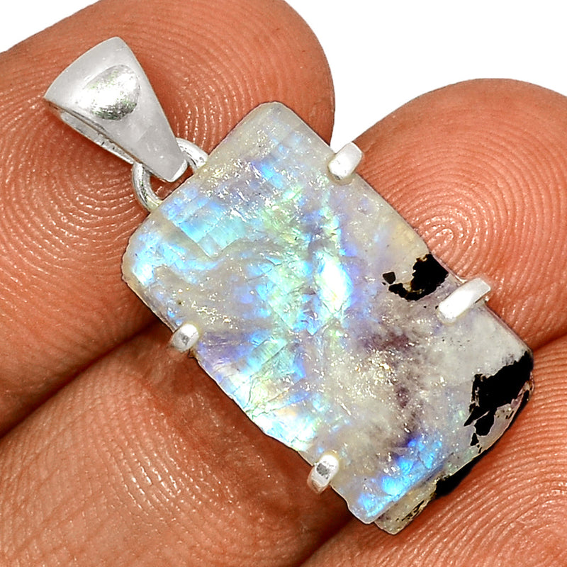 1.2" Claw - Rainbow Moonstone Rough Pendants - RMRP824