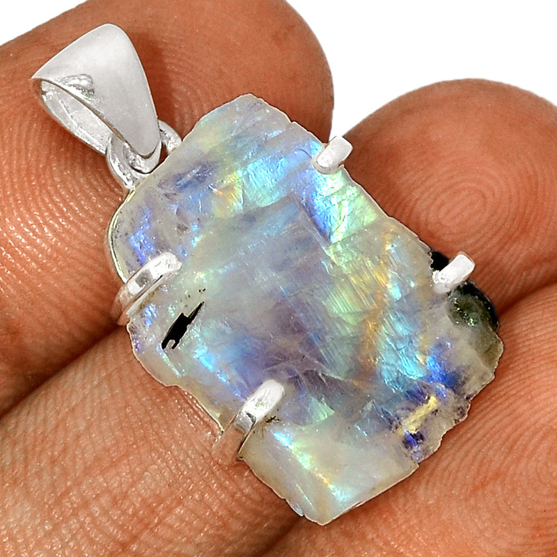 1.2" Claw - Rainbow Moonstone Rough Pendants - RMRP827