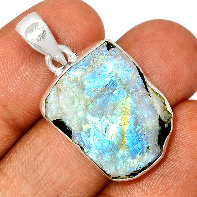 1.5" Rainbow Moonstone Rough Pendants - RMRP873