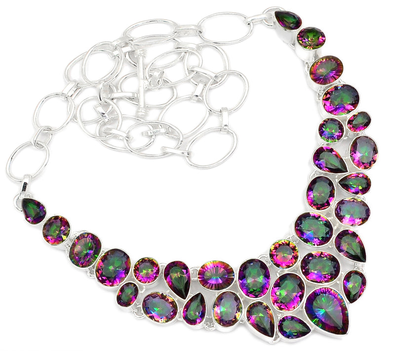 Rainbow Topaz Cluster Necklace - RNE1590