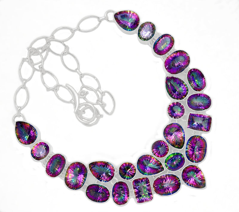 Rainbow Topaz Cluster Necklace RNE1612
