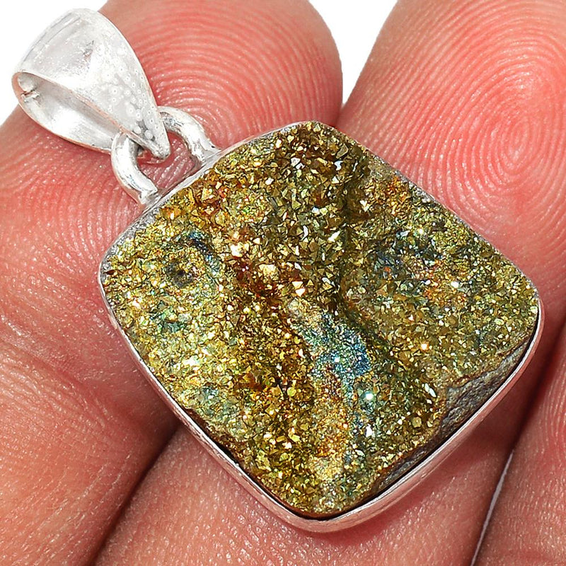 1.1" Rainbow Pyrite Druzy Pendants - RPDP162