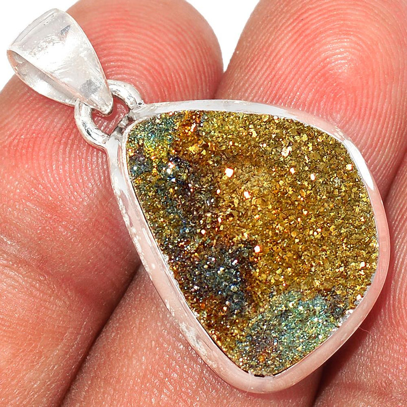 1.2" Rainbow Pyrite Druzy Pendants - RPDP166