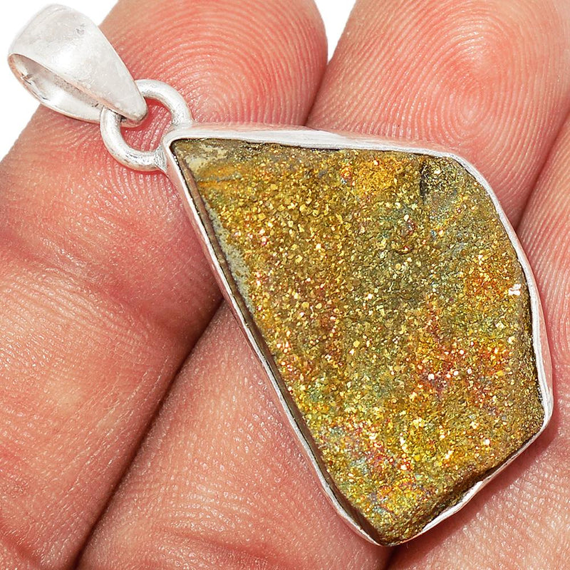 1.5" Rainbow Pyrite Druzy Pendants - RPDP170