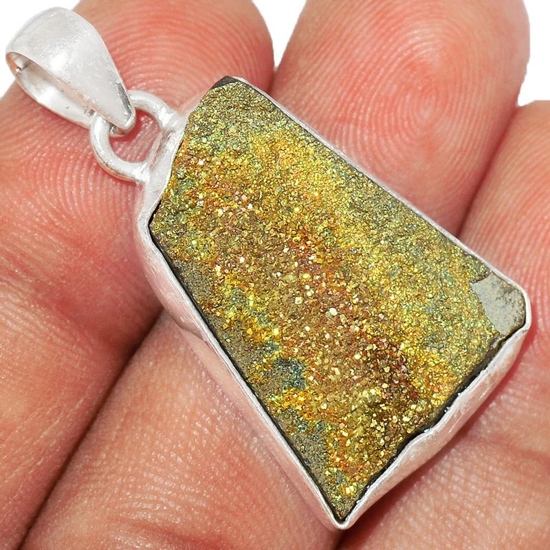 1.3" Rainbow Pyrite Druzy Pendants - RPDP172