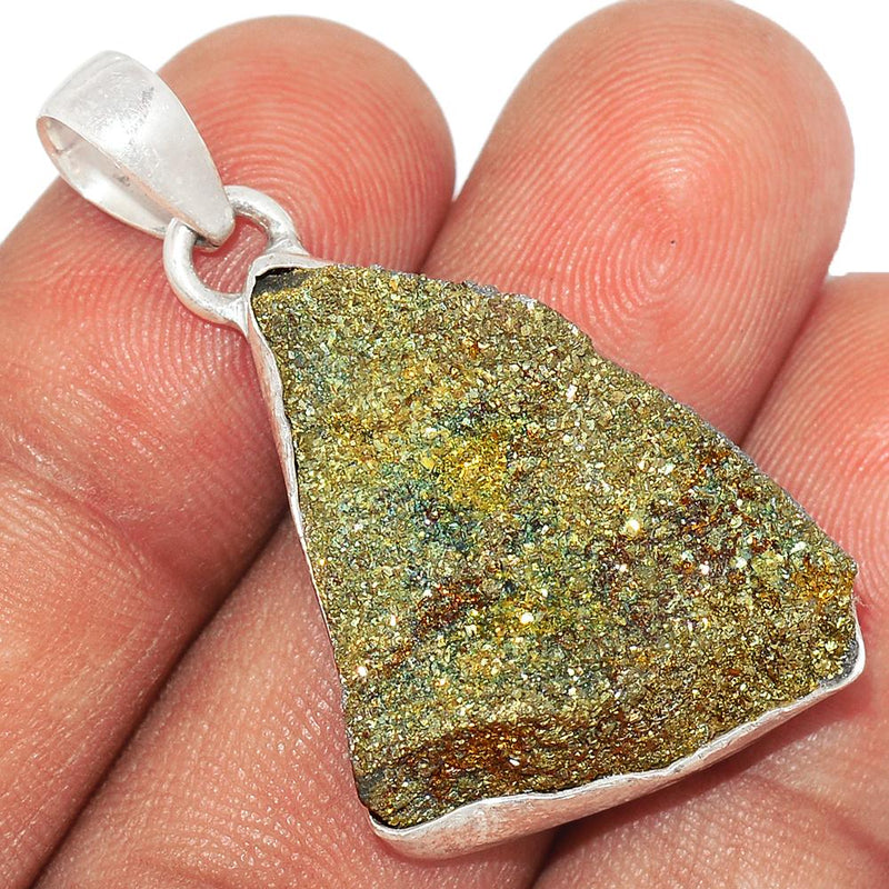 1.5" Rainbow Pyrite Druzy Pendants - RPDP175