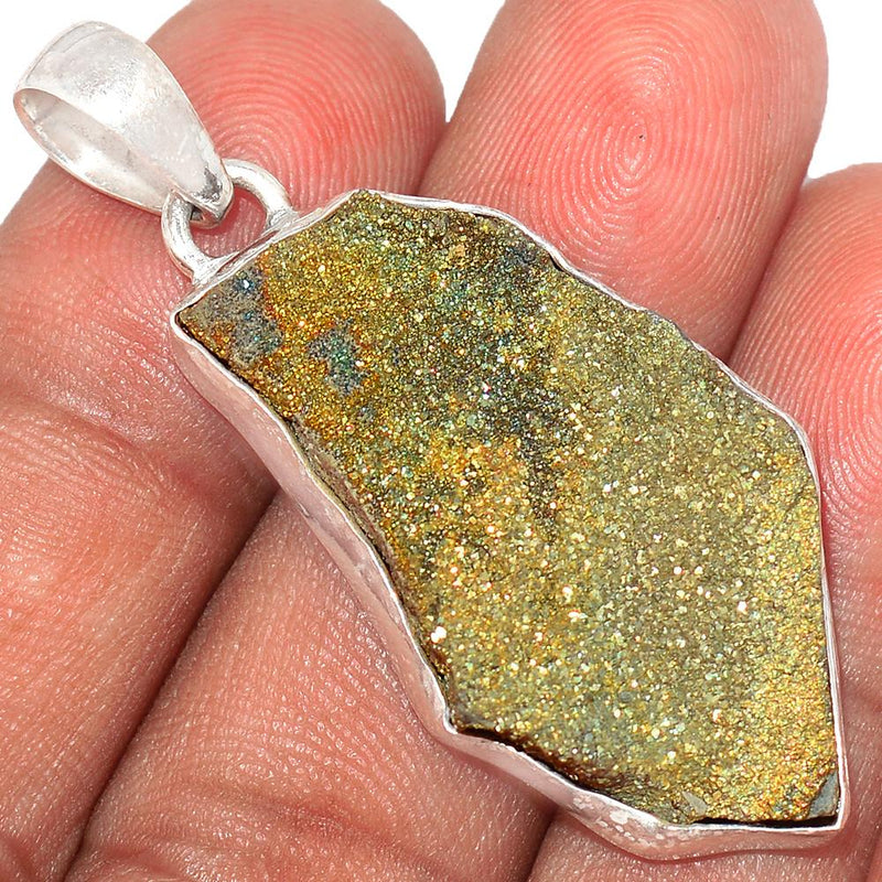 1.8" Rainbow Pyrite Druzy Pendants - RPDP176