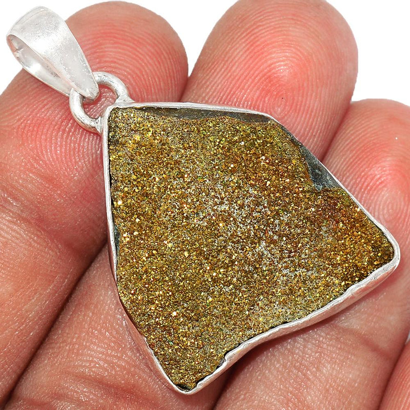 1.6" Rainbow Pyrite Druzy Pendants - RPDP179