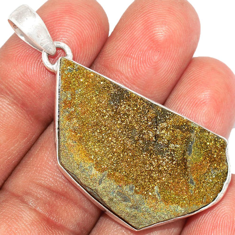 2" Rainbow Pyrite Druzy Pendants - RPDP183