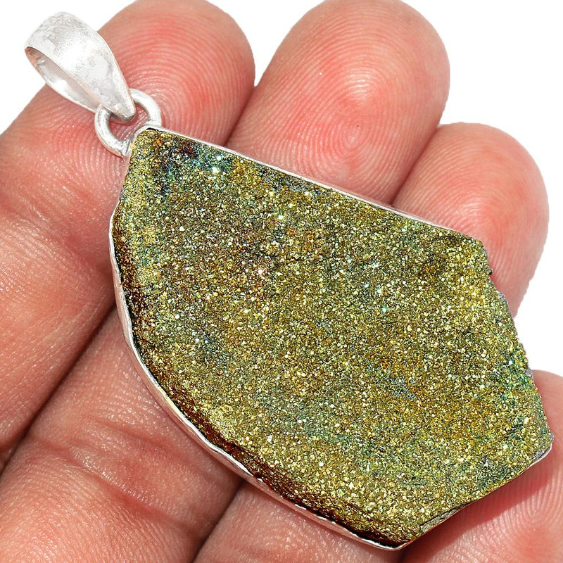 2.1" Rainbow Pyrite Druzy Pendants - RPDP184