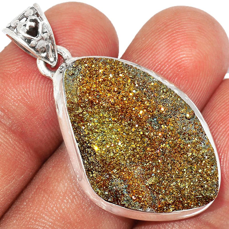 1.5" Rainbow Pyrite Druzy Pendants - RPDP189