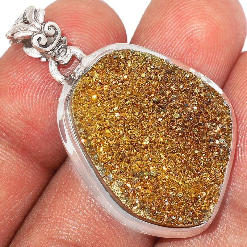 1.5" Rainbow Pyrite Druzy Pendants - RPDP191
