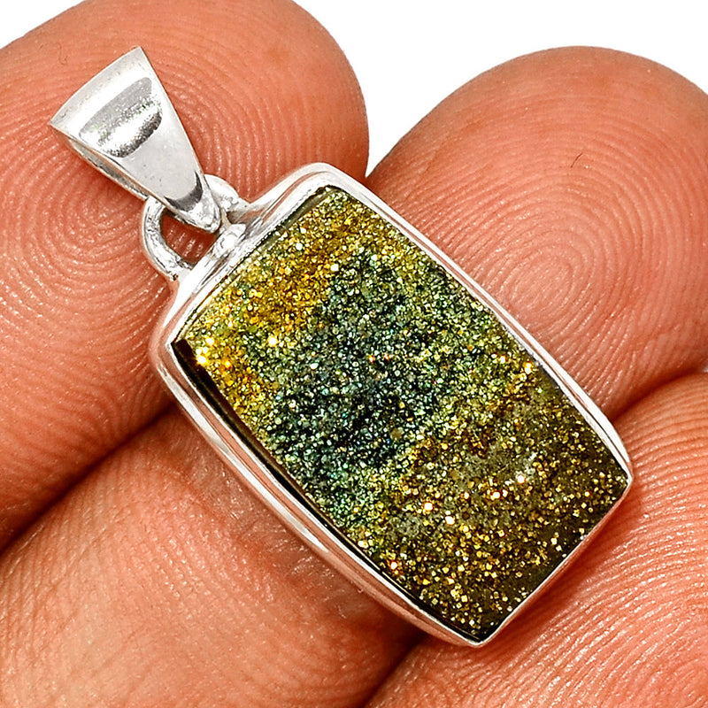 1.2" Rainbow Pyrite Druzy Pendants - RPDP193