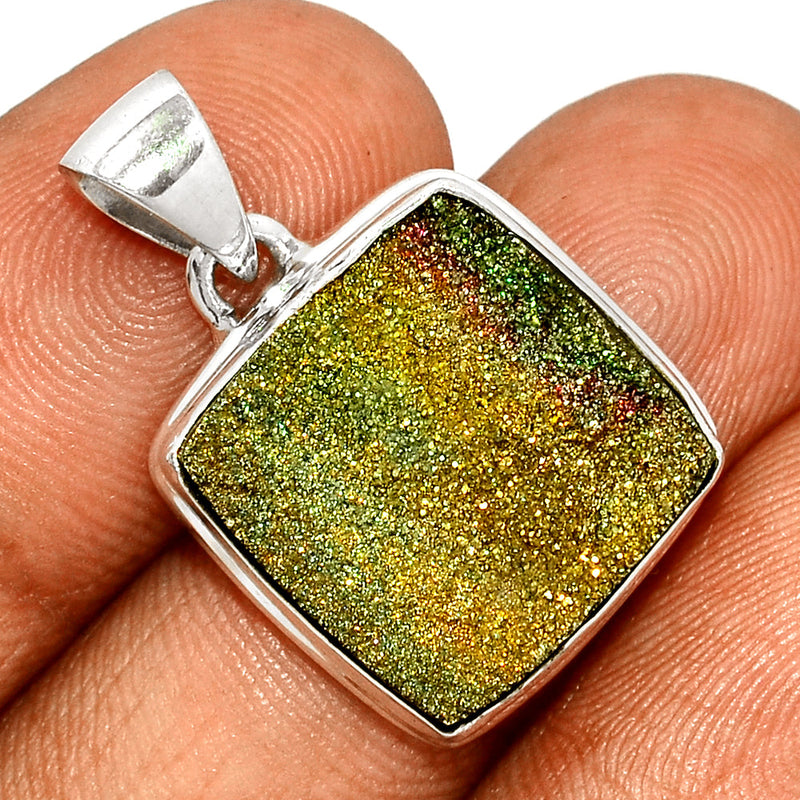 1.1" Rainbow Pyrite Druzy Pendants - RPDP195
