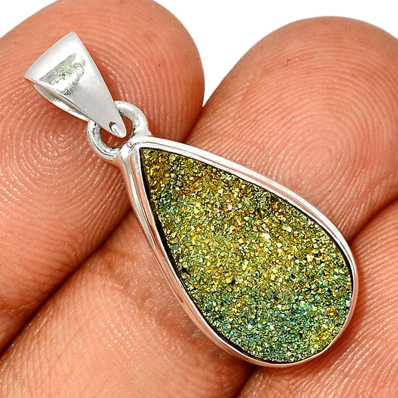 1.2" Rainbow Pyrite Druzy Pendants - RPDP202