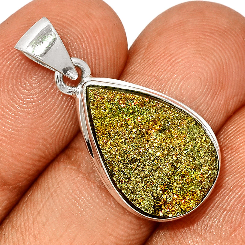 1.2" Rainbow Pyrite Druzy Pendants - RPDP204