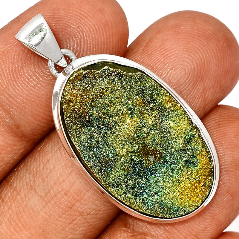 1.6" Rainbow Pyrite Druzy Pendants - RPDP206