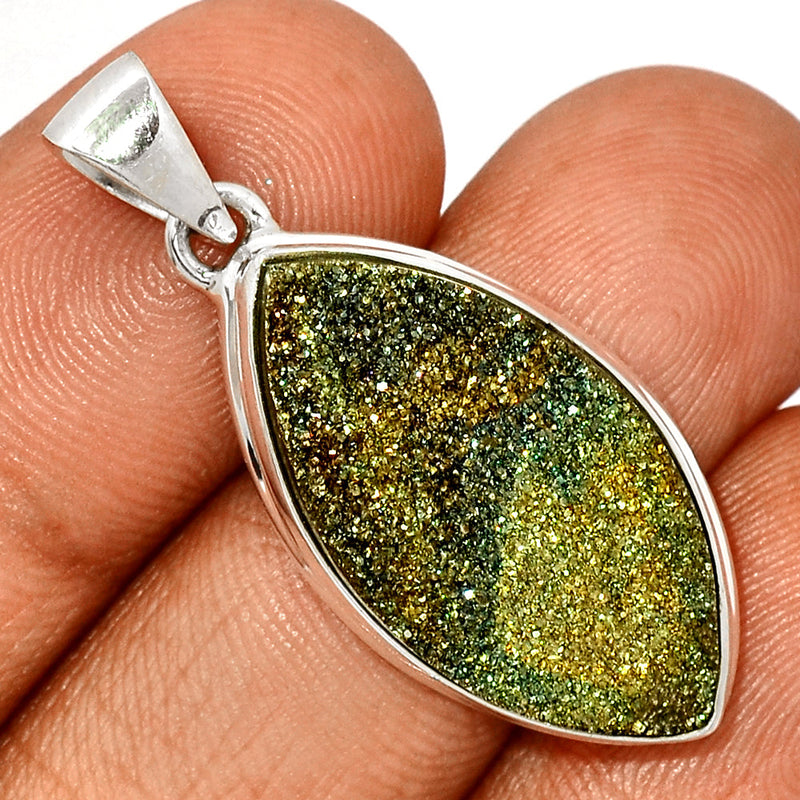 1.6" Rainbow Pyrite Druzy Pendants - RPDP209