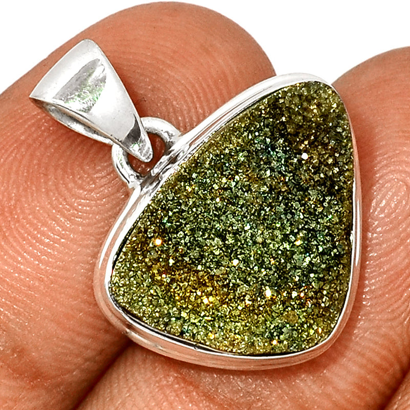 1" Rainbow Pyrite Druzy Pendants - RPDP213