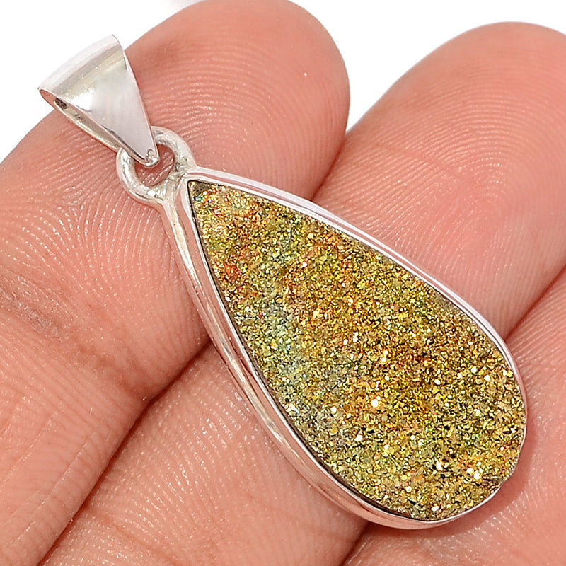 1.5" Rainbow Pyrite Druzy Pendants - RPDP225