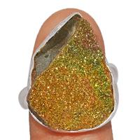 Rainbow Pyrite Druzy Ring - RPDR146