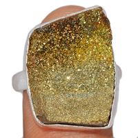Rainbow Pyrite Druzy Ring - RPDR153