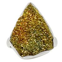 Rainbow Pyrite Druzy Ring-RPDR195