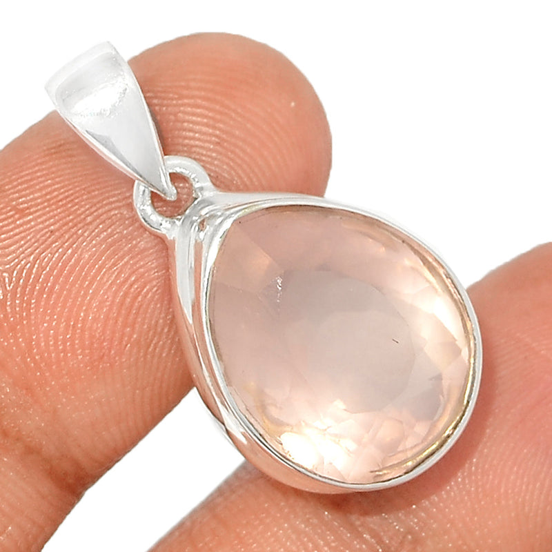 1.1" Rose Quartz Faceted Pendants - RQFP1018