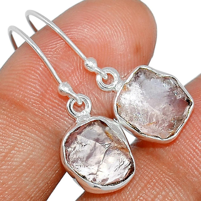 1.1" Rose Quartz Rough Earrings - RQRE155