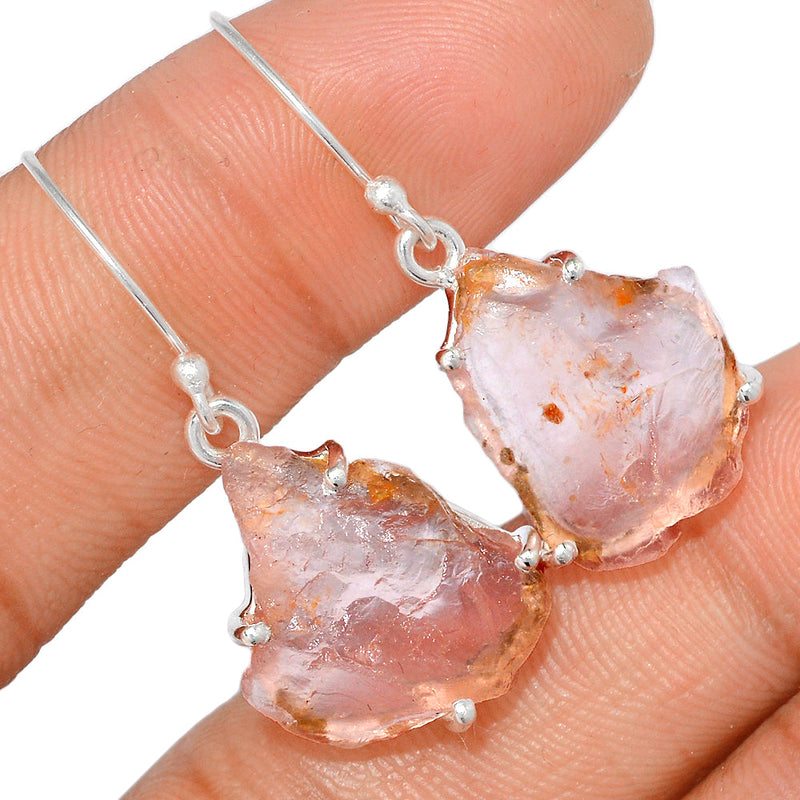 1.5" Claw - Rose Quartz Rough Earrings - RQRE239